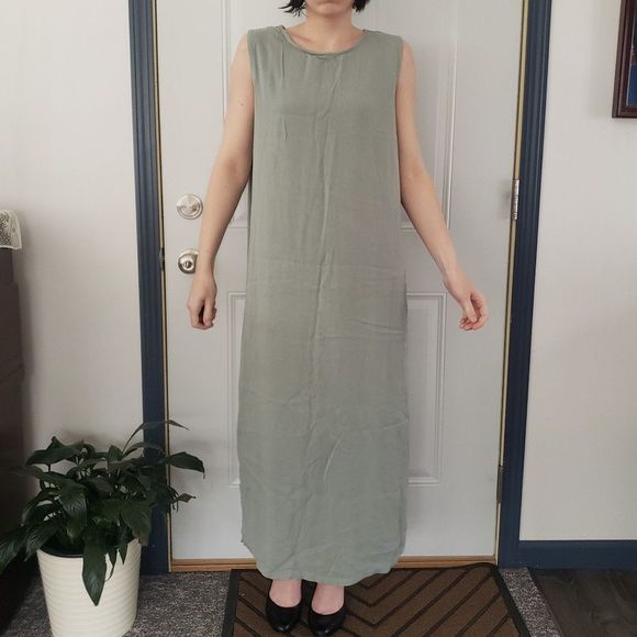 90s Sag Harbir Sage Green Maxi Dress with Shirt - Picture 3 of 6